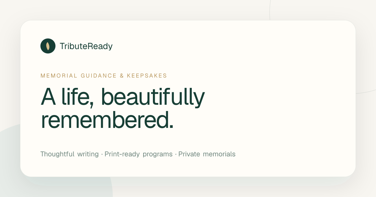 TributeReady — A life, beautifully remembered